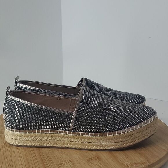 Steve Madden Chopur Embellished Espadrilles Silver Glitter Flats Size 6.5 B - Picture 2 of 9